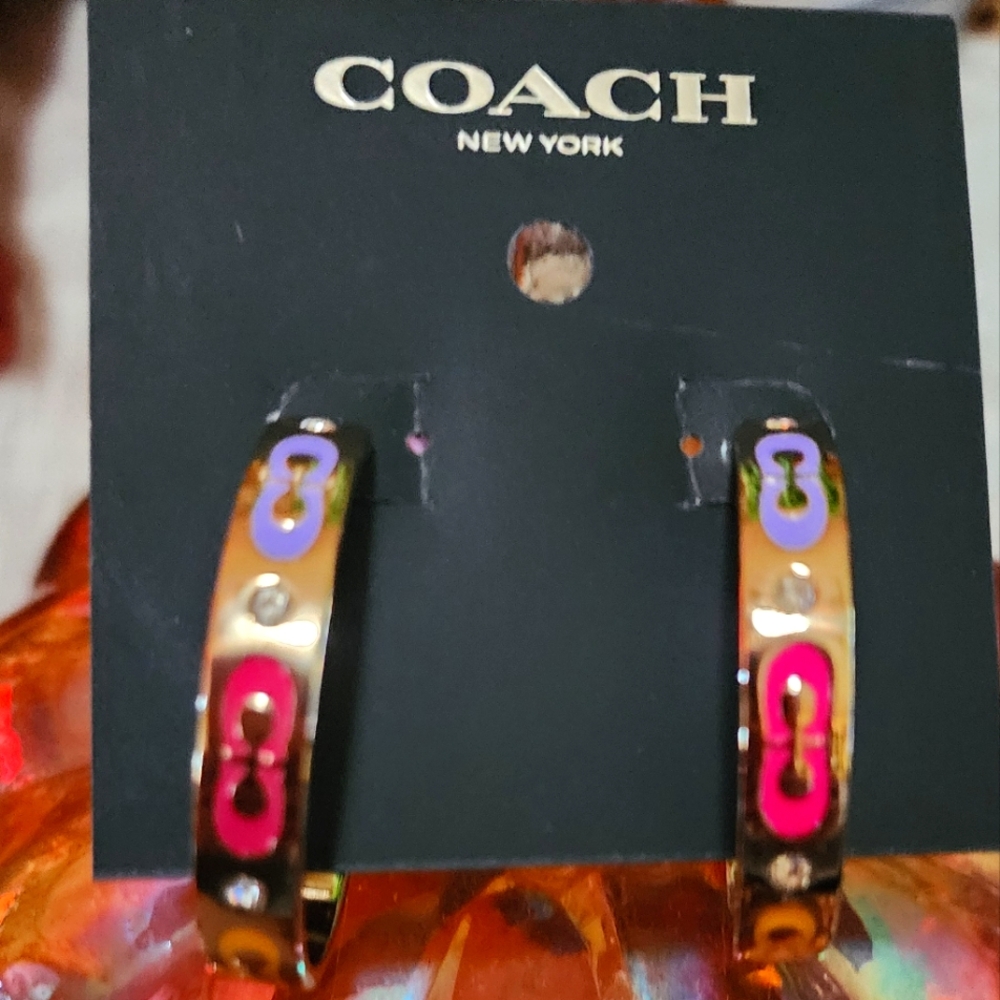 Authentic Coach Hoops Large Earring NWT.